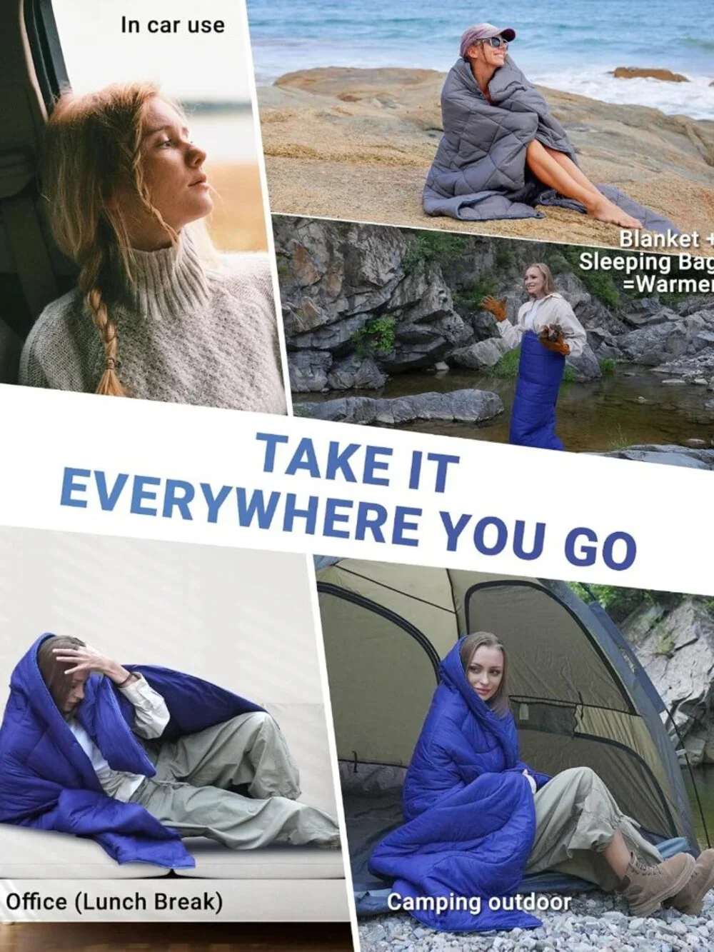 Ultralight Packable Camping Blanket - Warm Weatherproof Puffy Quilt for Travel